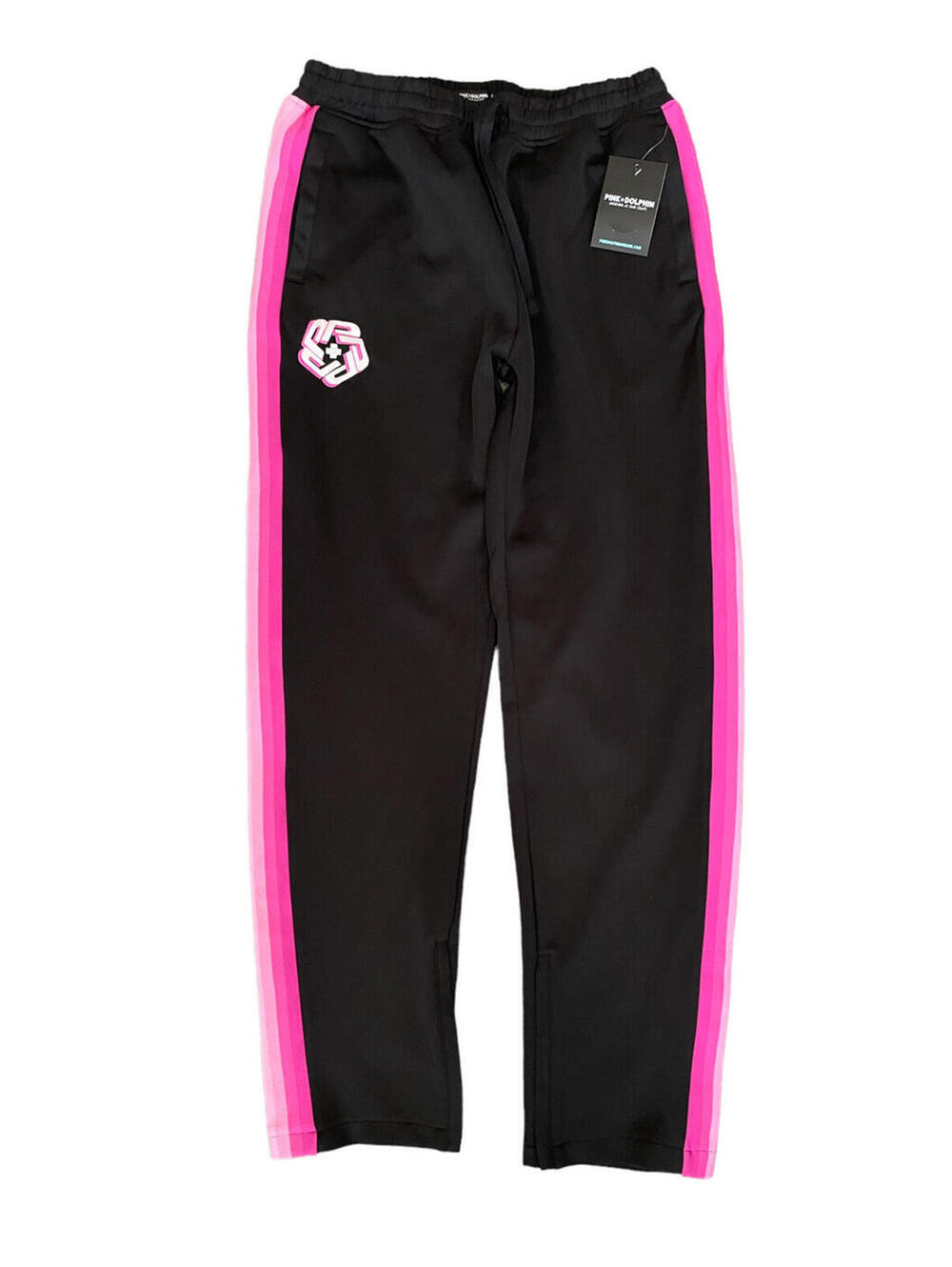 Pink Dolphin Splash Track Pants Black Pink Polyester Men’s Size Large NEW +